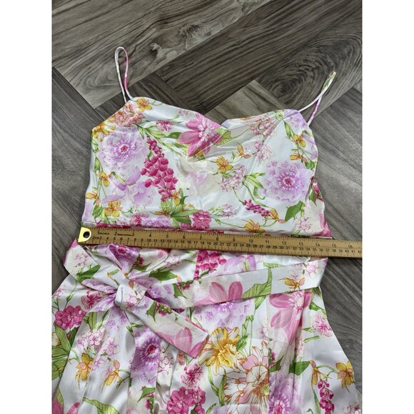 City Studio Juniors' Women's Ivory Floral Cowl Neck Self-Tie Dress Size 11/12 - Picture 8 of 14